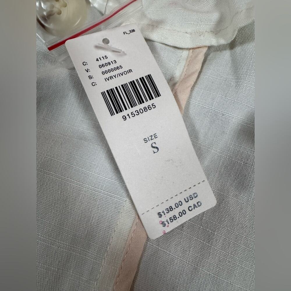 Anthropologie PILCRO Women’s FRAY HEM BLAZER Ivory Small - Picture 5 of 11